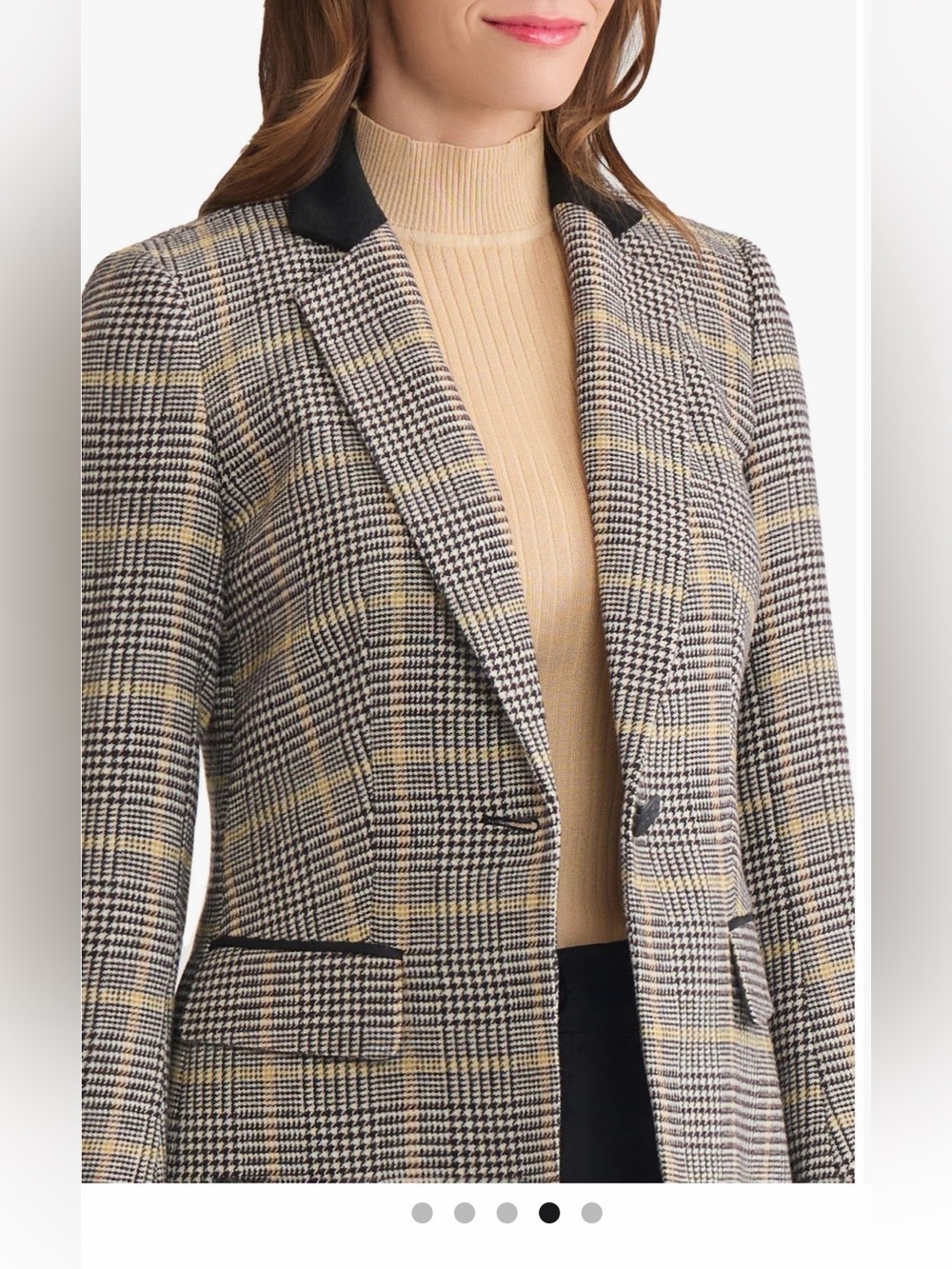 Jones New York Check Plaid Blazer in Black, Gray and Cream